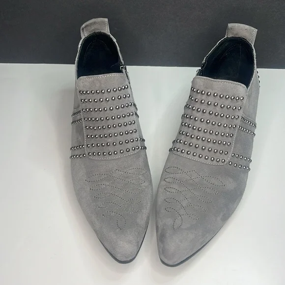 Anine Bing - Charlie Low Grey Suede Studded Ankle Boots Women's Size US 7/EU 37 - Picture 2 of 12